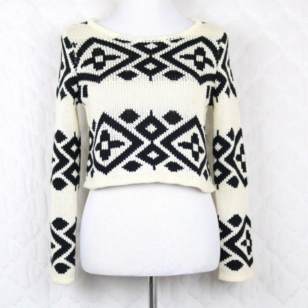 MinkPink Intazia Knit Cropped Sweater
